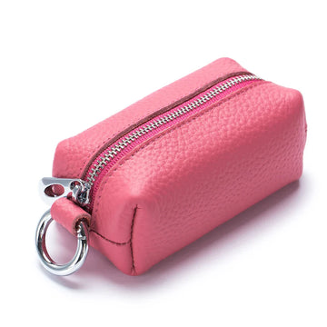 pink pocket trio leather mini wallet fits in a leather tote bag