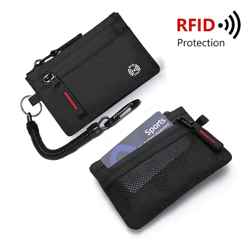 rfid travel wallet slim nylon card holder axis cardcase back and front view