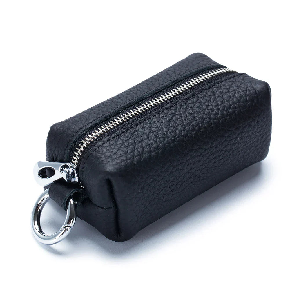 black pocket trio close up leather grain accessory for vegan leather bags