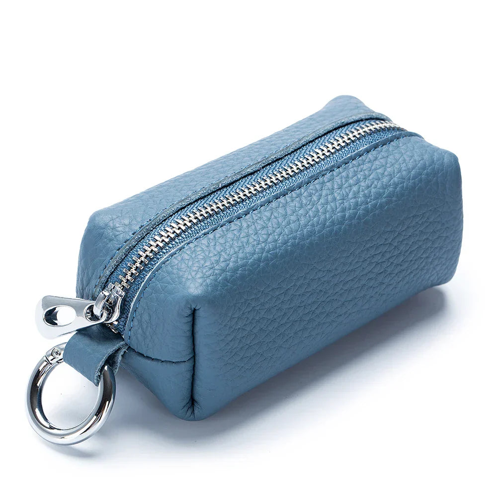 blue pocket trio dual key chains for a leather clutch bag
