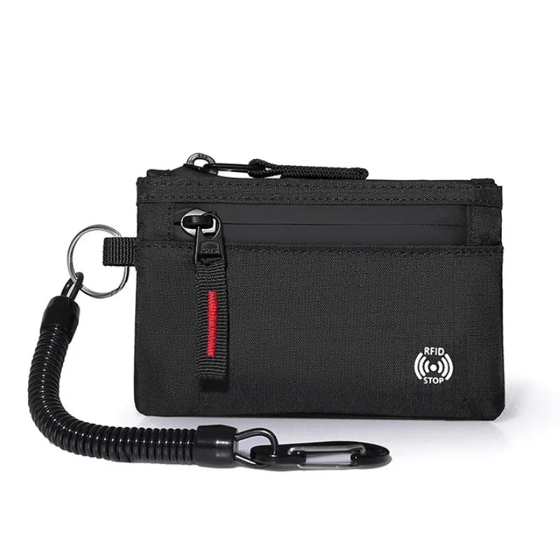 rfid travel wallet slim nylon card holder axis cardcase back and front view
