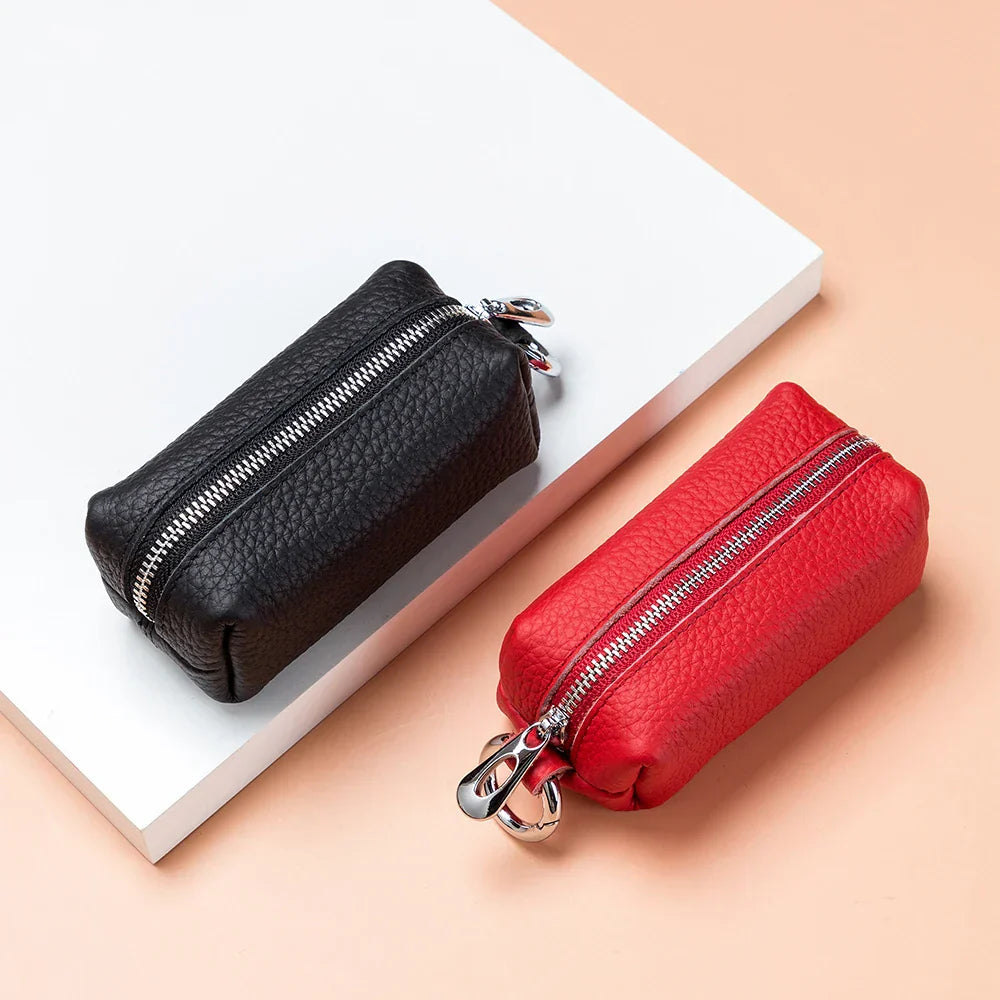 pink pocket trio leather mini wallet fits in a leather tote bag