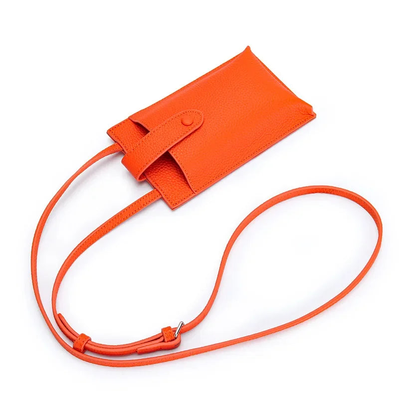 City Snap Carry orange womens genuine leather phone crossbody bag snap phone pocket adjustable shoulder strap compact leather wallet crossbody small tote