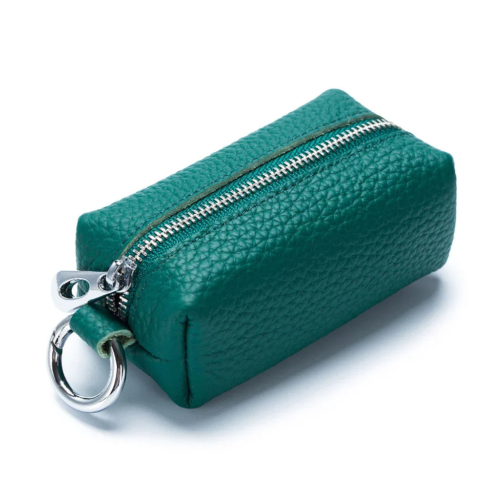 green pocket trio compact leather clutch bag accessory