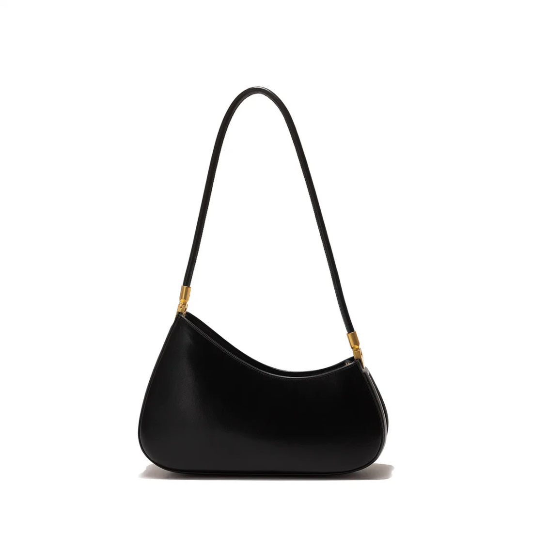 Timeless Arc Carry luxury leather crossbody in black side view
