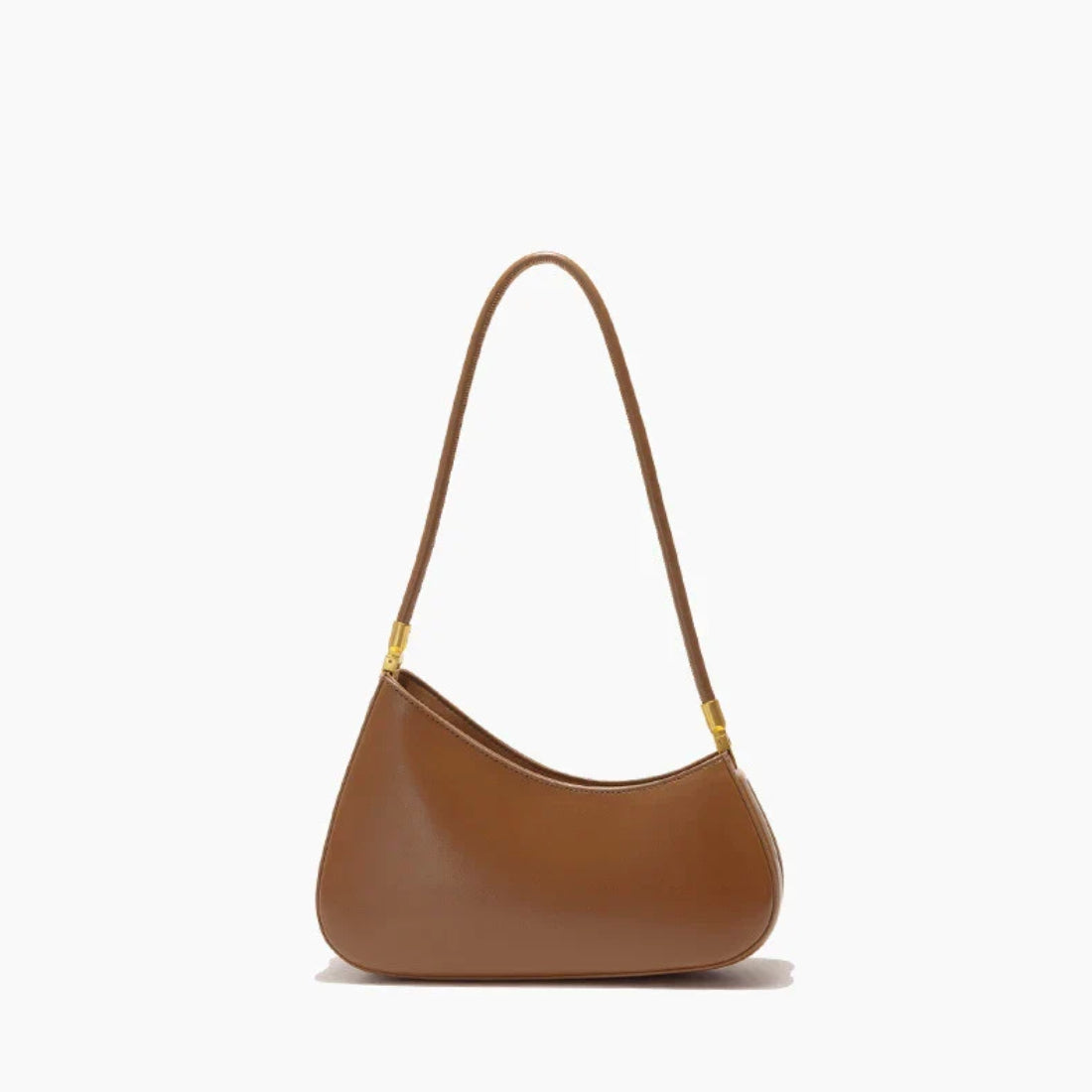 Timeless Arc Carry upscale arc shape luxury shoulder bag in caramel front view