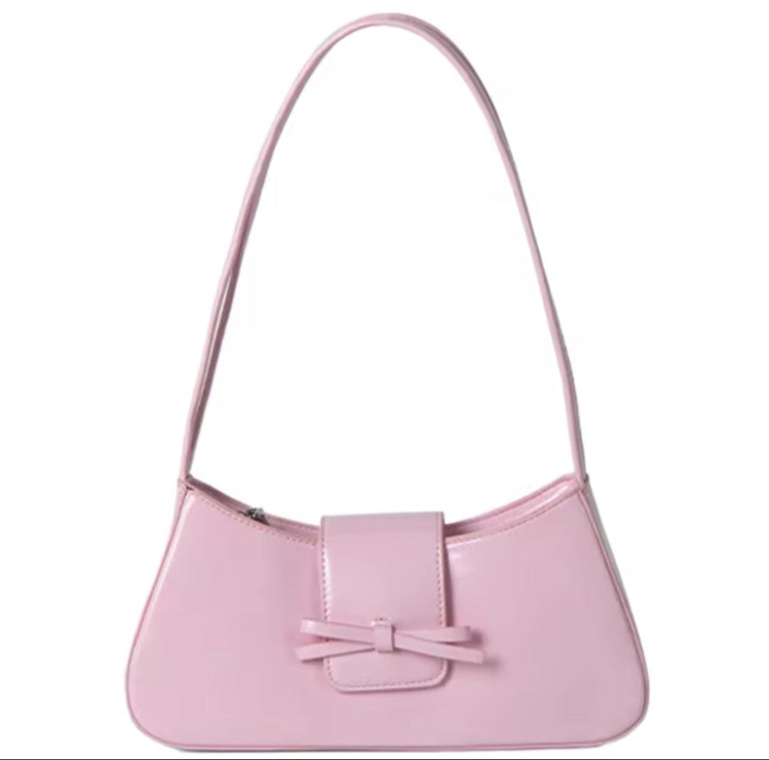 Timeless Bow Carry pink premium luxury vegan leather handbag chic feminine bow design for everyday elegance