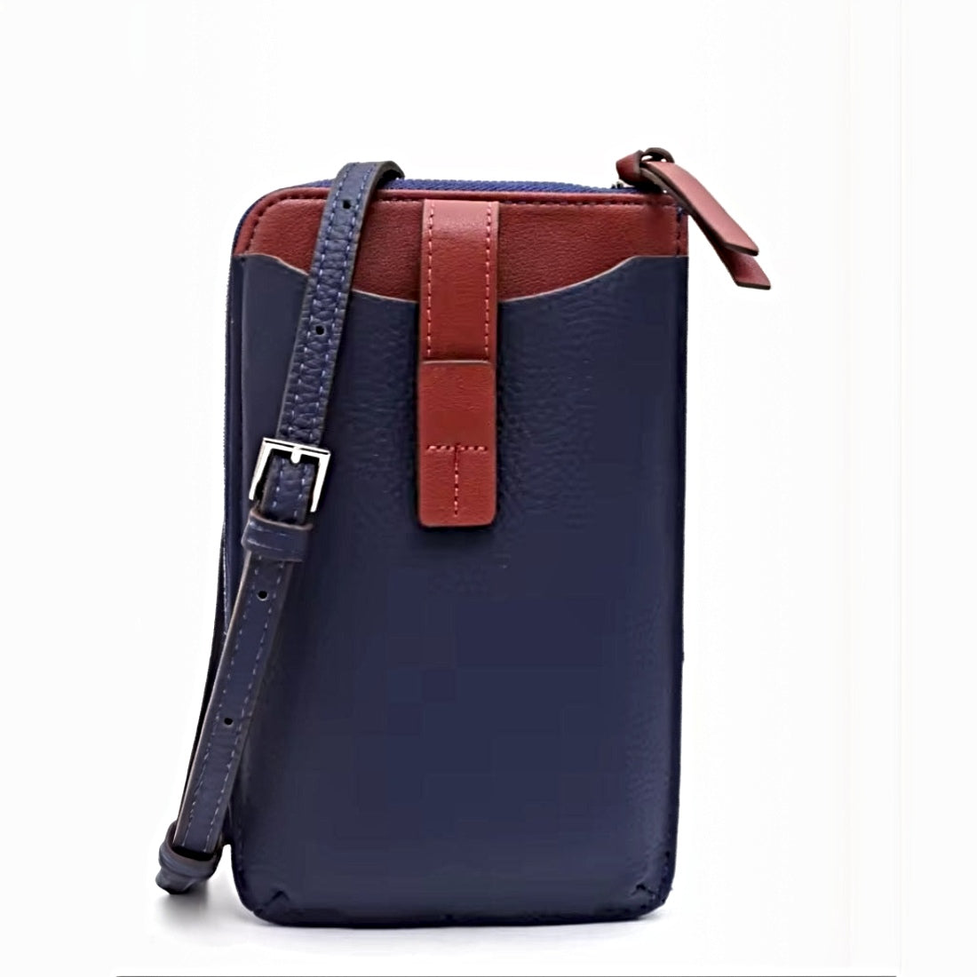 City Snap Carry compact durable crossbody bag in navy genuine leather with premium strap and buckle detail