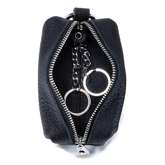 black pocket trio pocket interior view keychains friendly leather case for a leather crossbody bag