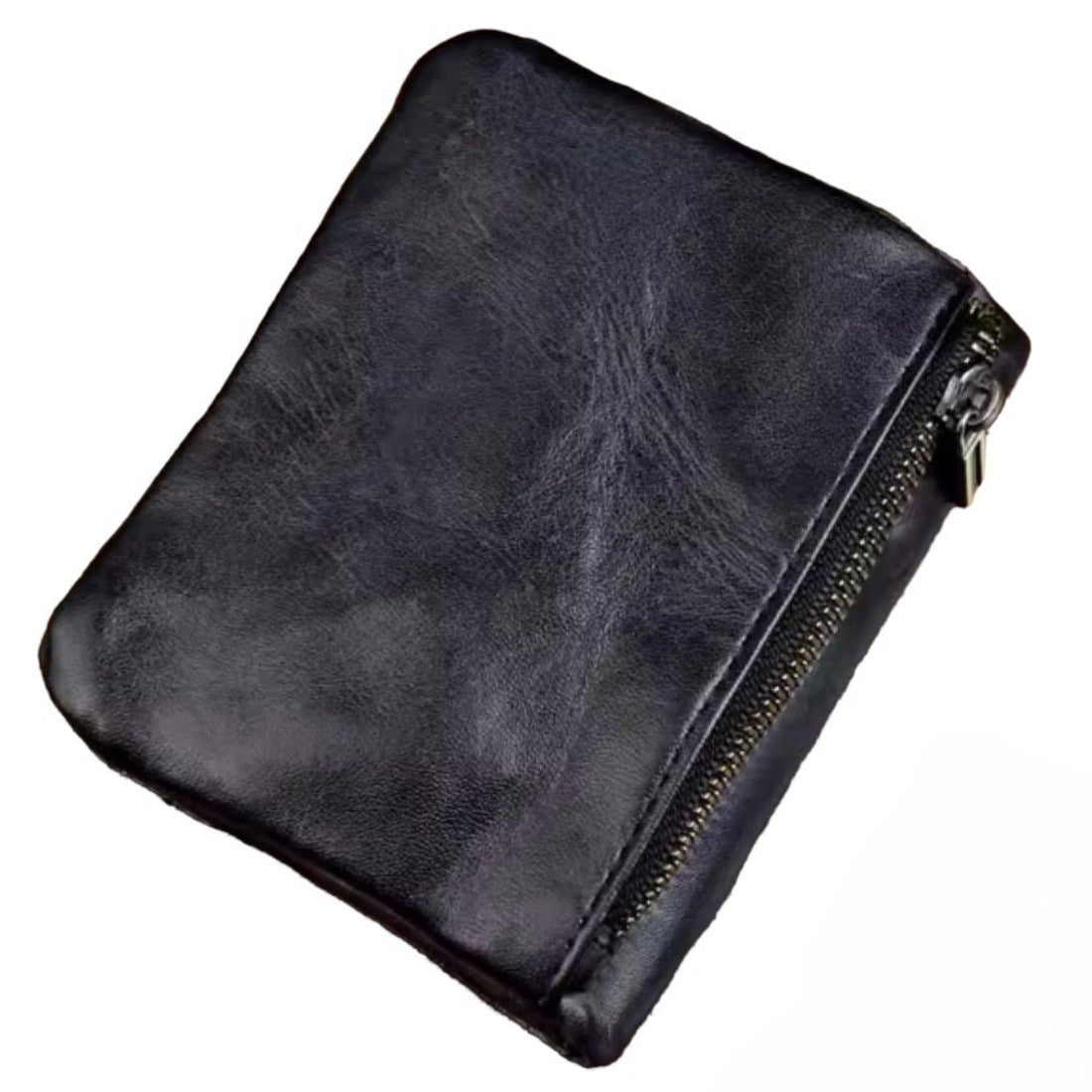Creased Heritage Compact Fold wallet in black upscale luxury leather slim compact style