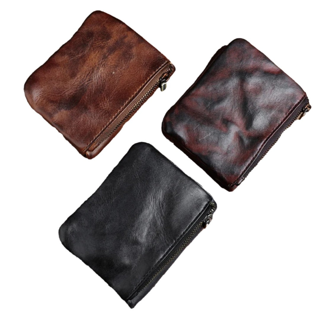 Creased Heritage Compact Fold wallet in black brown and coffee upscale luxury leather slim compact design
