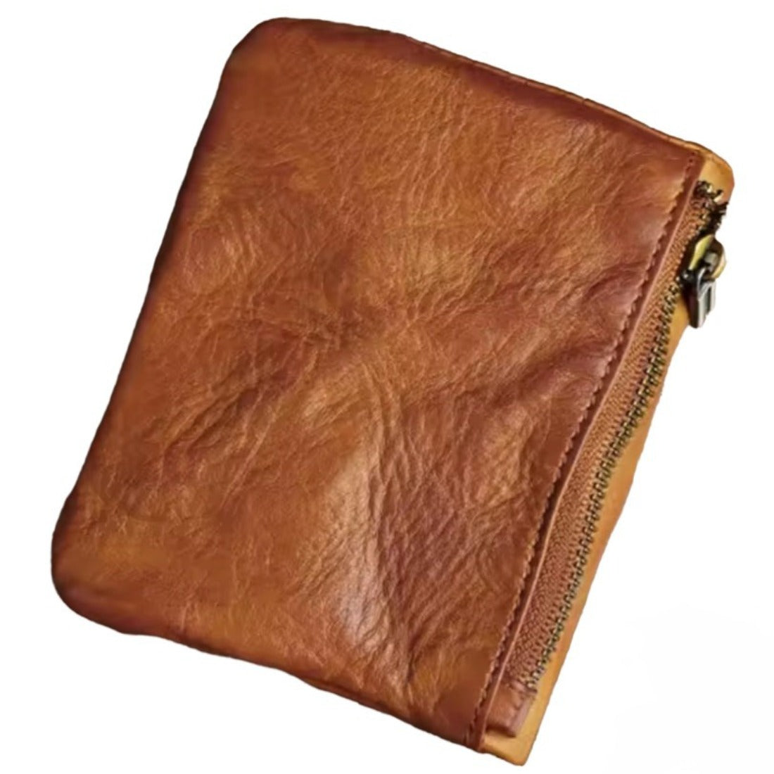 Creased Heritage Compact Fold wallet in rust genuine luxury leather vintage inspired design