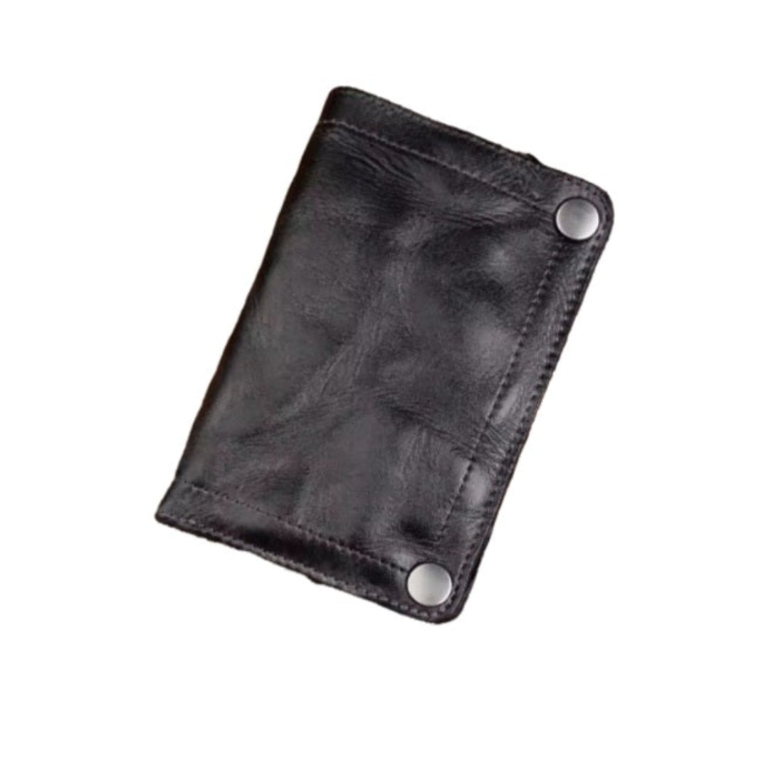 Creased Heritage Fold in black Genuine luxury vintage leather inside and out crafted with secure hasp closure precision stitching and smart interior pockets