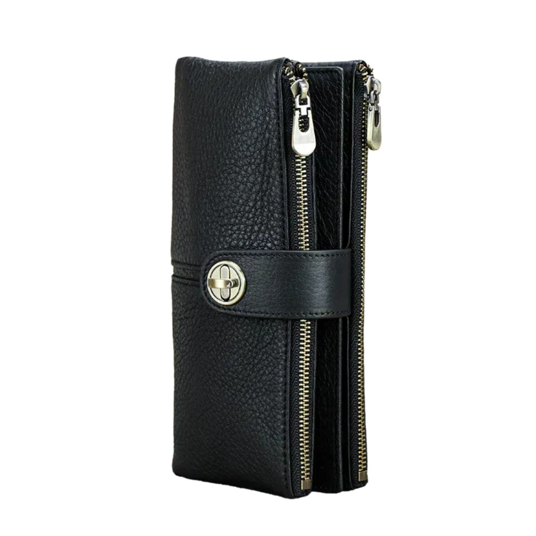 Essential Carry Clutch RFID and AirTag slot in premium black full grain leather luxury wallet