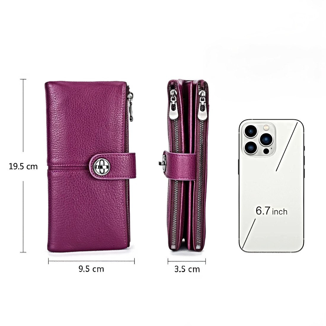 Essential Carry Clutch RFID and AirTag slot upscale tri fold luxury design with premium leather measurements