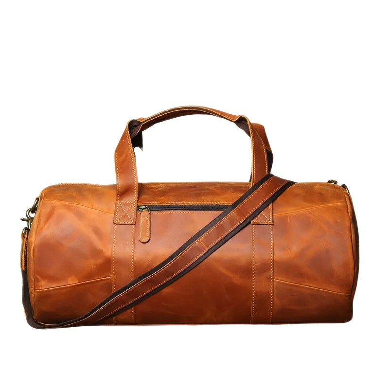 horizon leather carry mens brown crossbody leather travel duffel bag with an adjustable removable shoulder strap
