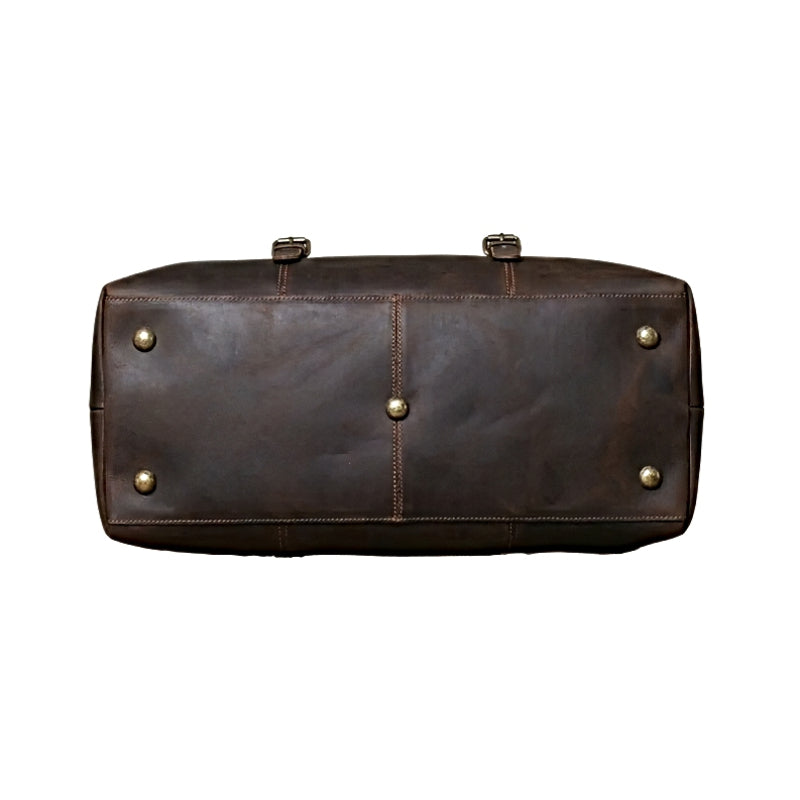 landmark leather weekender brown leather duffle bag with gold feet rivets