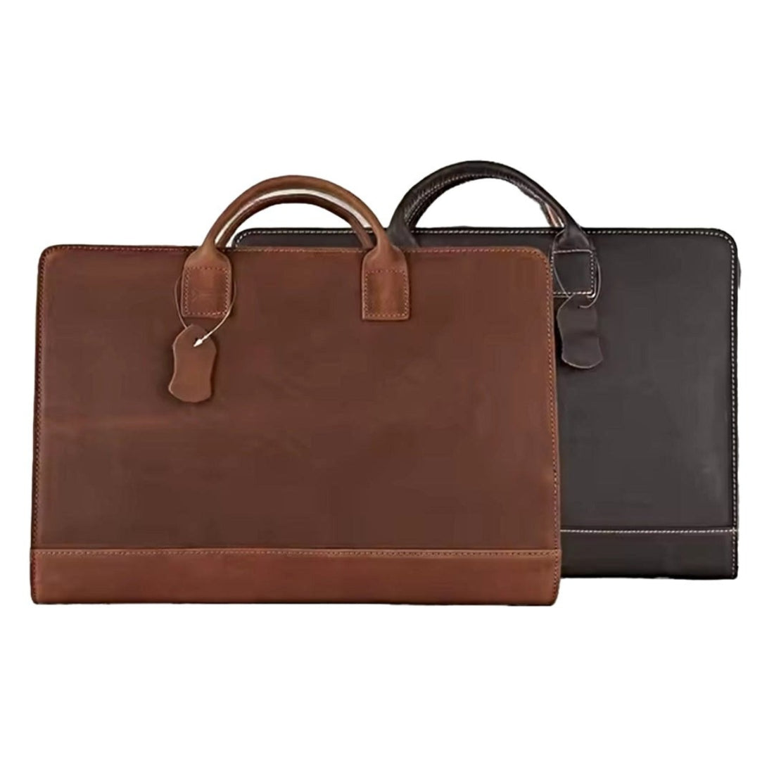Heritage Ledger Brief brown full grain vintage luxury leather upscale business briefcase front view