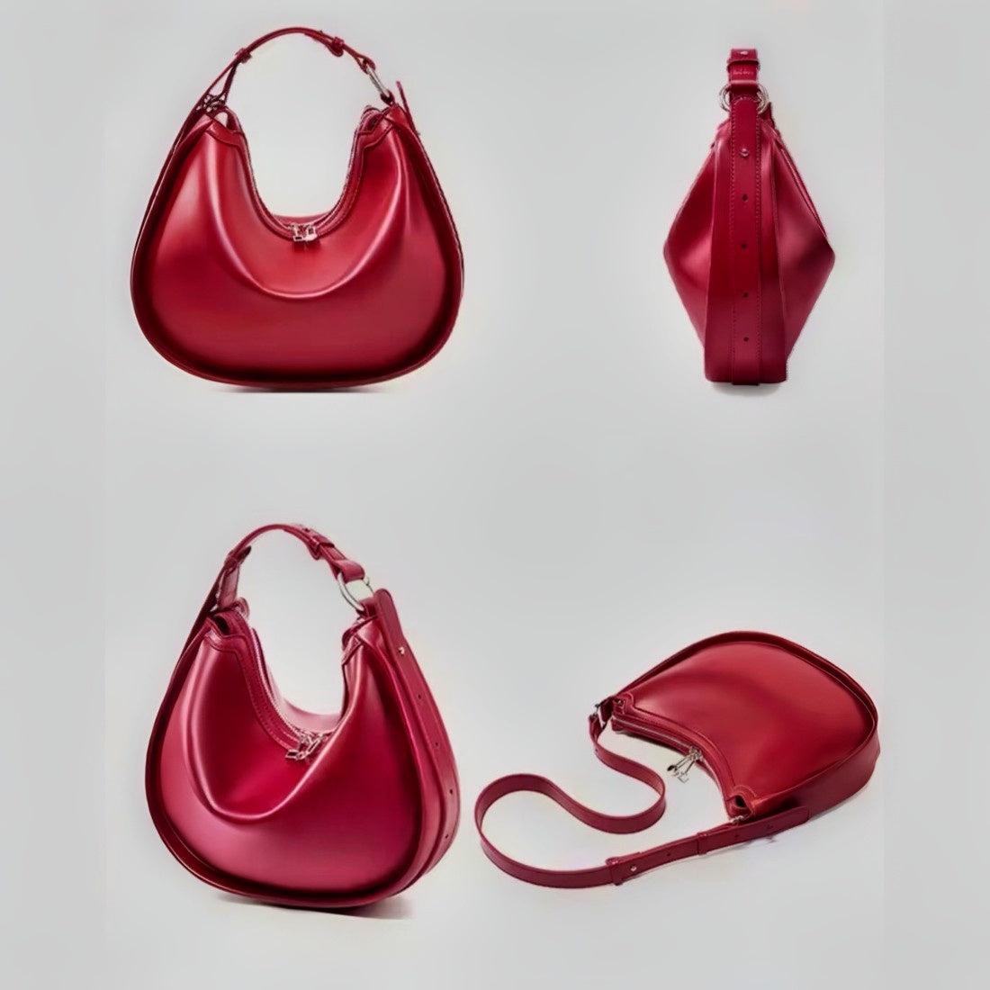 Urban Luxe Hobo premium luxury leather handbags in red profile display upscale design
