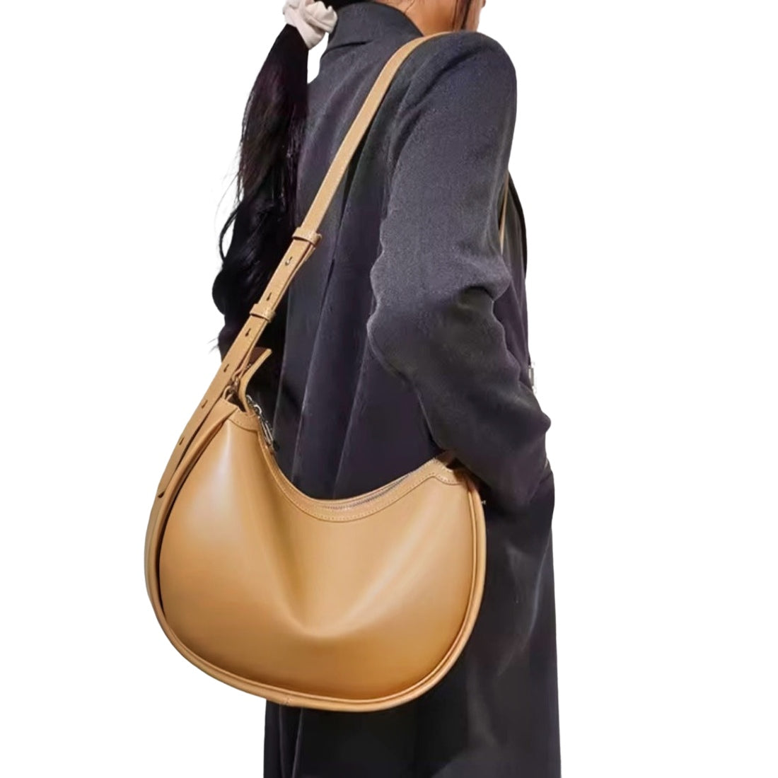 Urban Luxe Hobo upscale apricot luxury leather hobo bag worn crossbody premium everyday carry