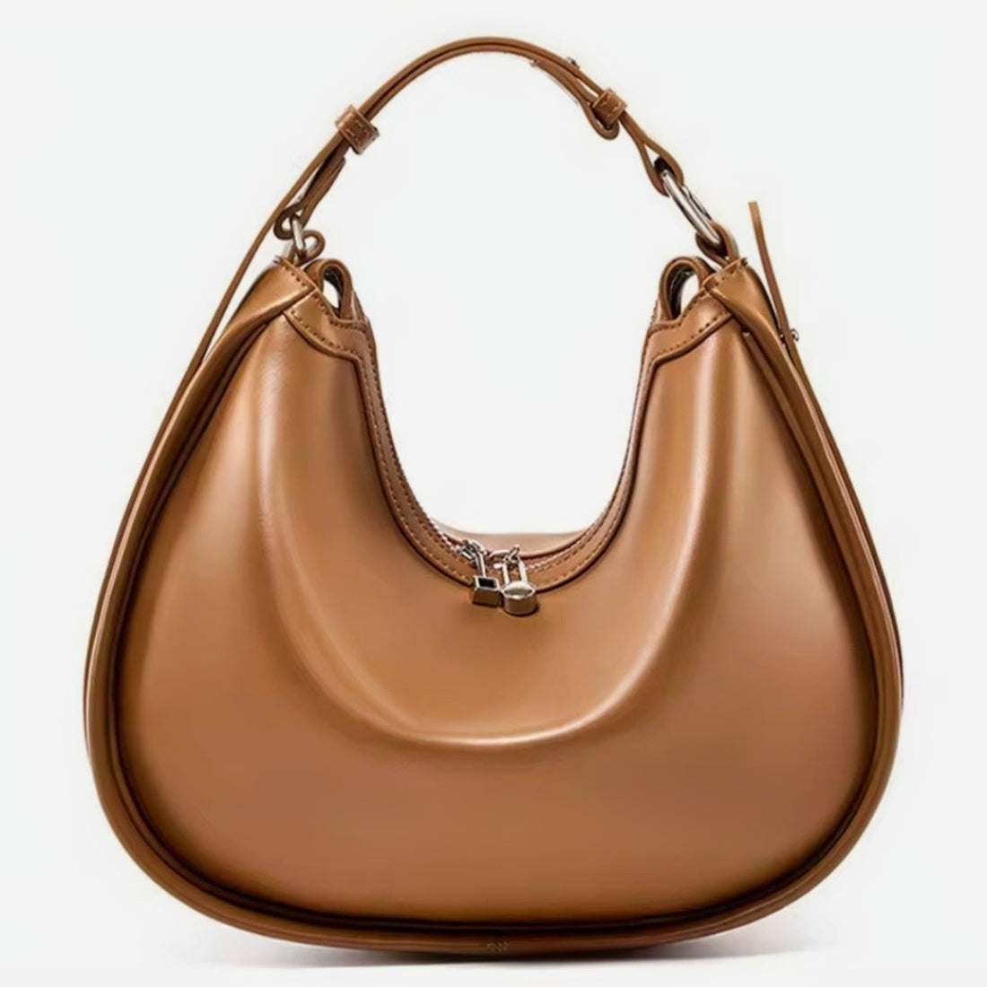 Urban Luxe Hobo luxury genuine leather hobo bag in brown elegant upscale style