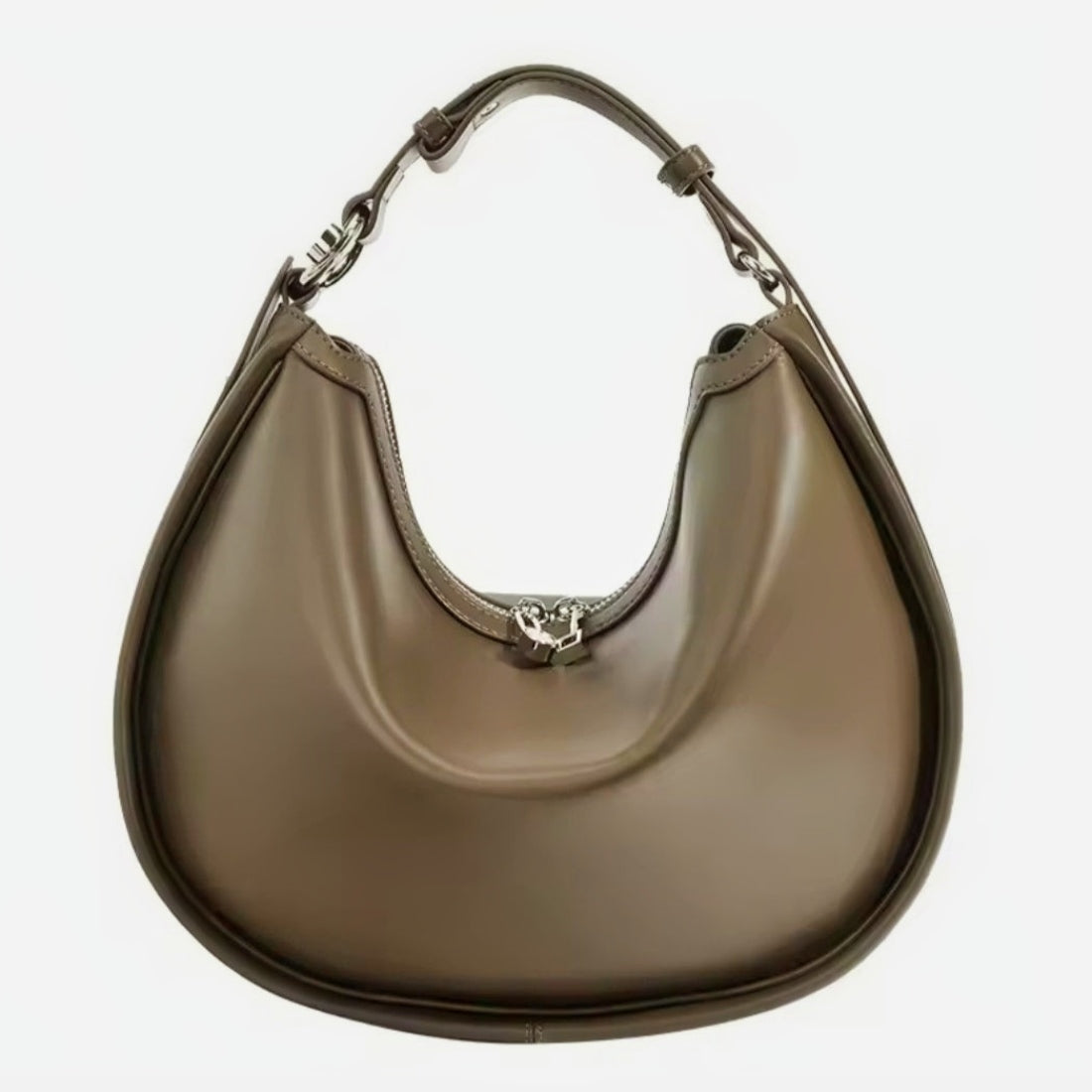 Urban Luxe Hobo luxury upscale genuine leather hobo bag in red polished curved silhouette