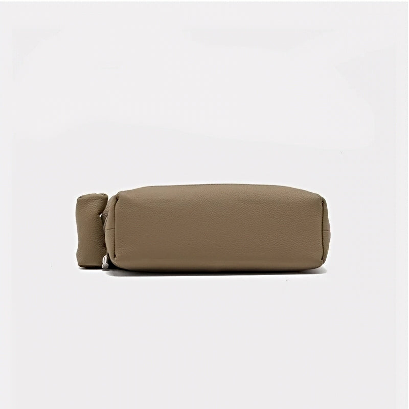 Metro Leather Hobo women's bag, taupe pebbled leather, bottom view, shoulder carry