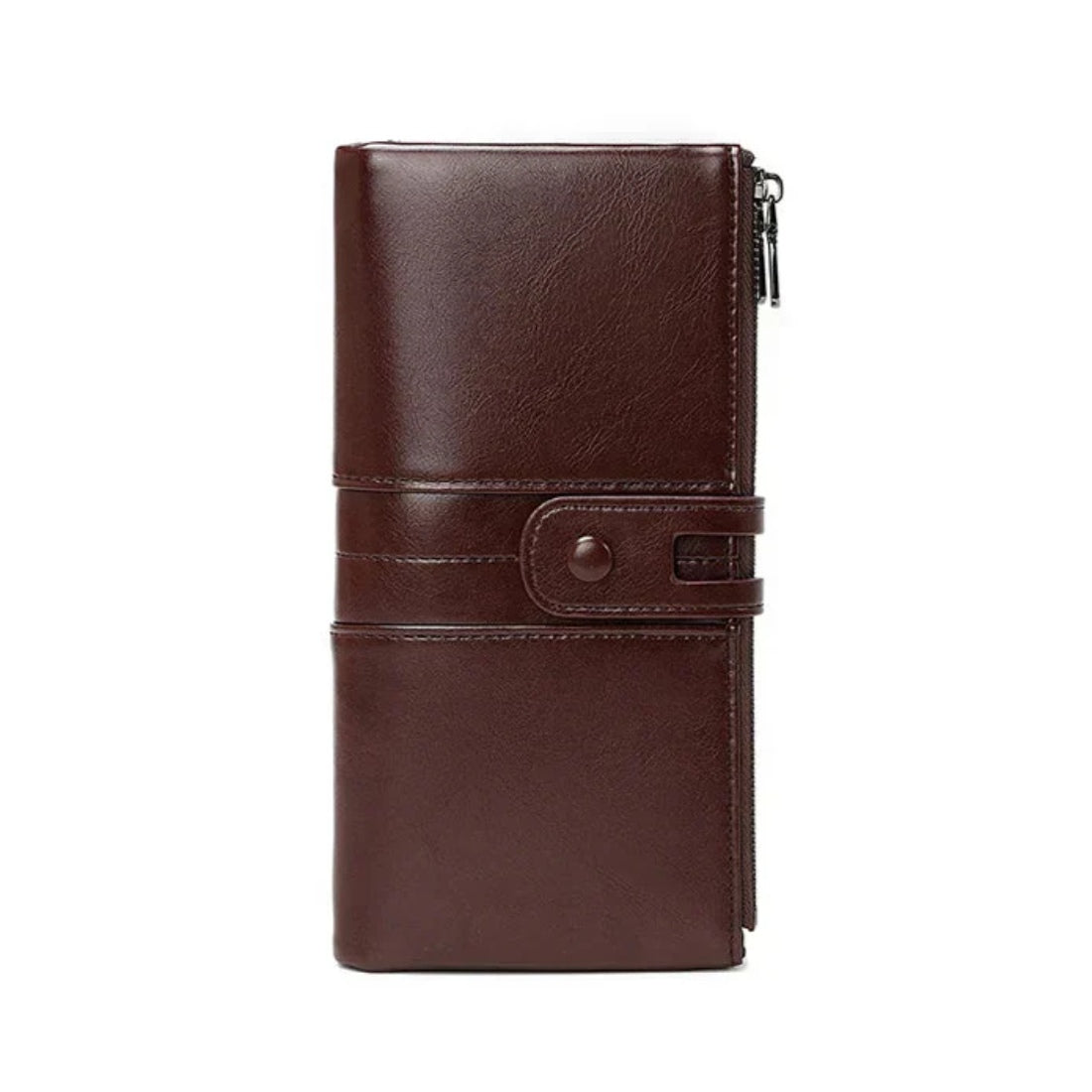 Luxury Metro RFID Clutch in coffee brown premium vegan leather upscale RFID blocking clutch wallet