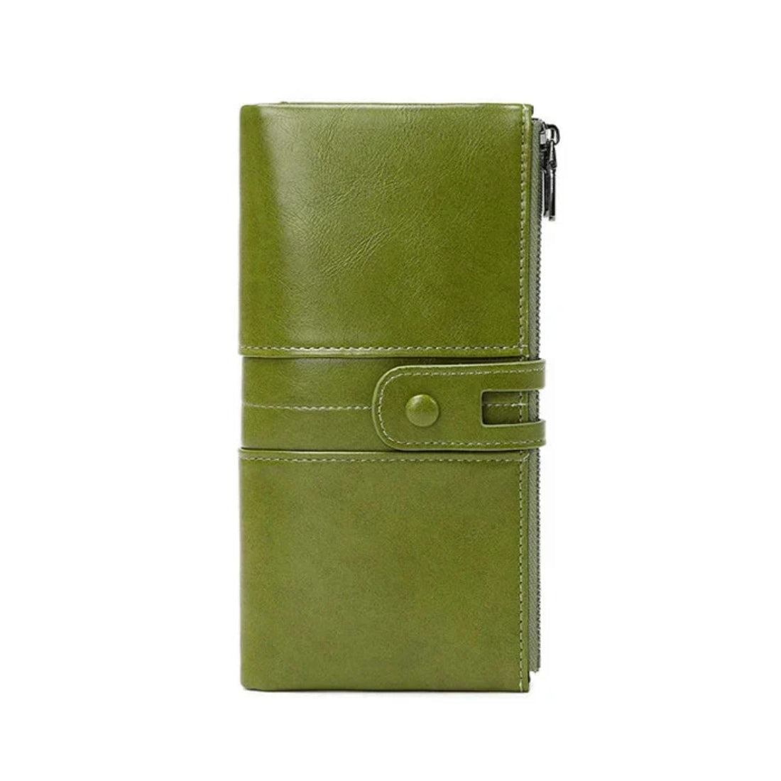 Luxury Metro RFID Clutch in green premium vegan leather upscale RFID protection slim wallet