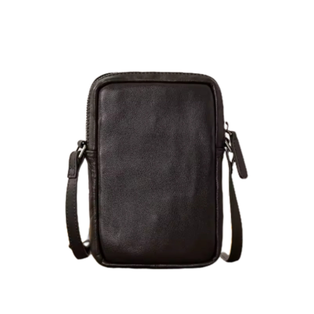Metroline Carry black luxury genuine leather vertical crossbody shoulder bag