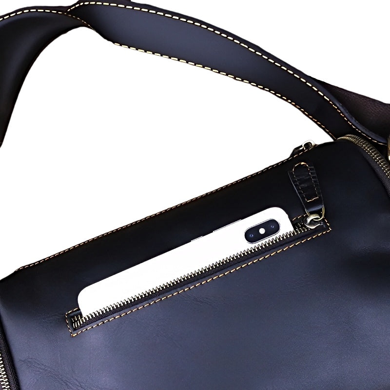 metroline leather messenger mens leather crossbody bag with a phone inside a zip pocket