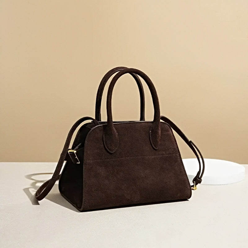 modern grace tote in medium Brown womens suede tote crossbody handbag