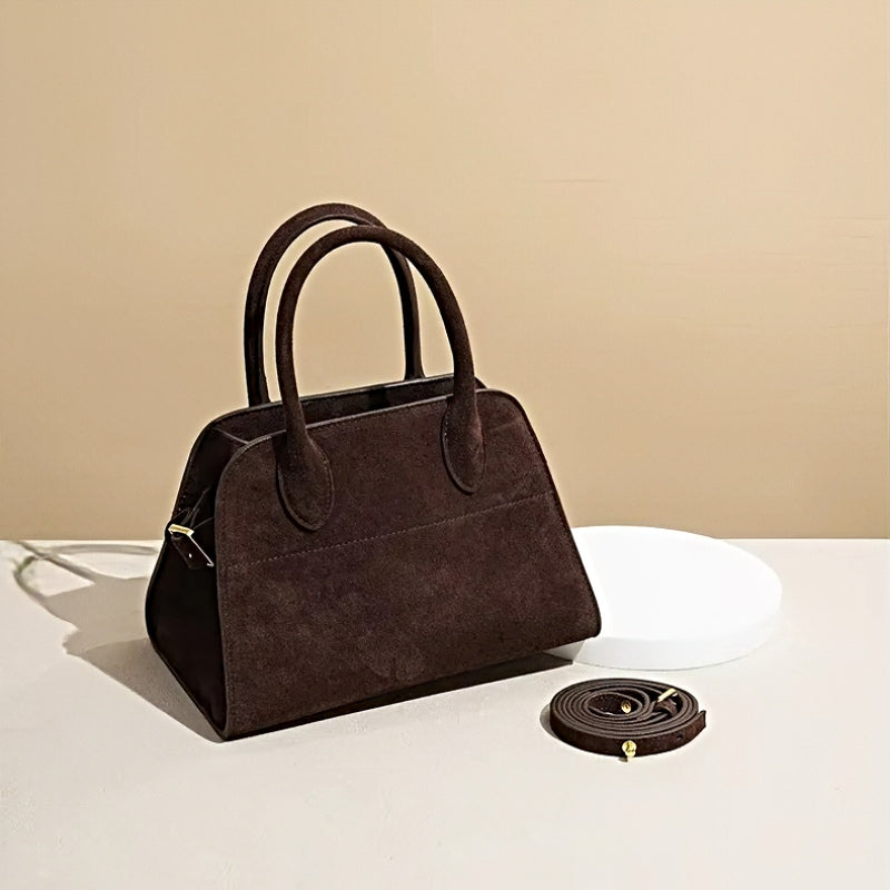 modern grace tote Brown leather womens handbag crossbody tote with an adjustable removable  strap