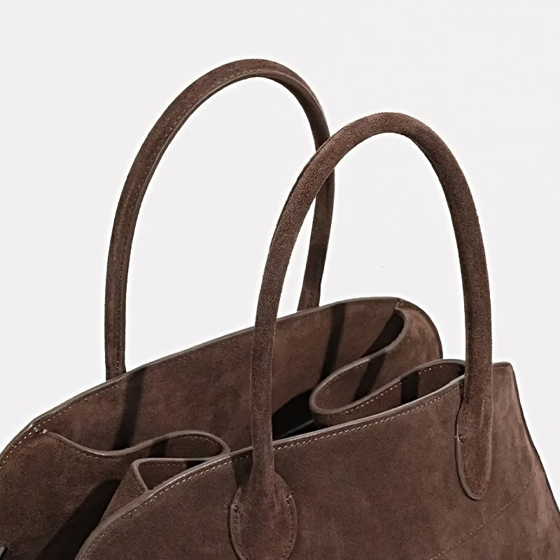 modern grace tote is Brown womens suede handbag tote with handles