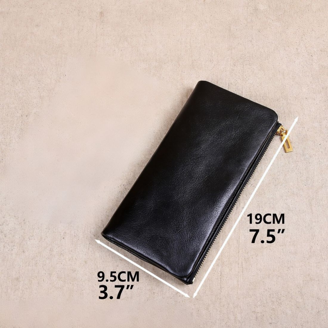 prestige long zip black leather clutch bag wallet
