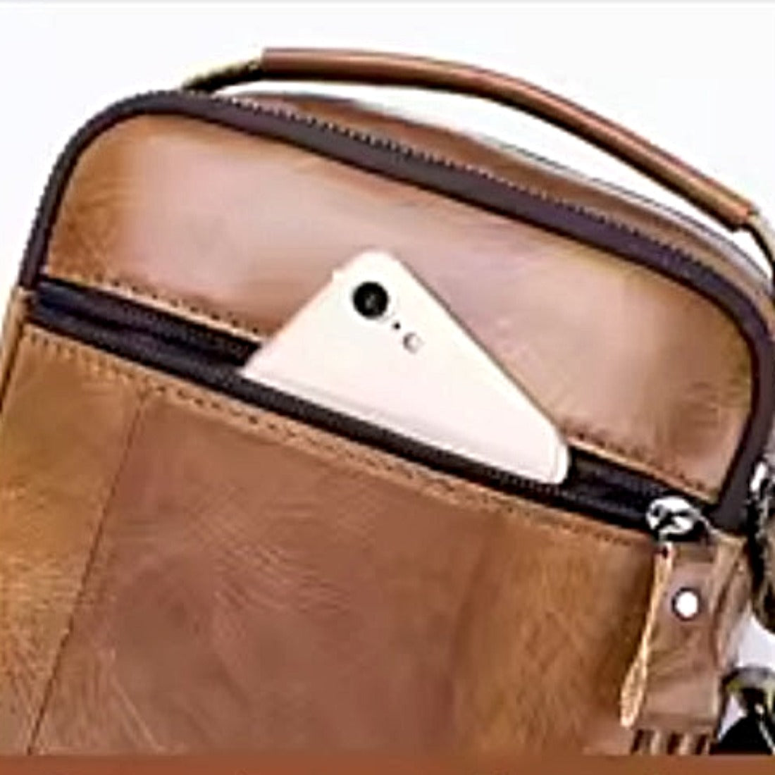 Timeless Axis Crossbody in brown back zipper compartment spacious durable genuine leather for essentials