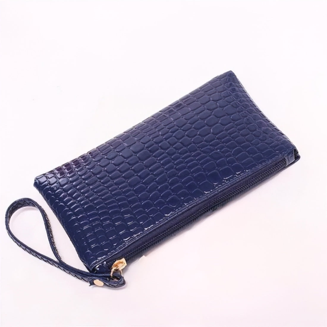 blue vegan leather bags croc wristlet that fits in a leather tote bag