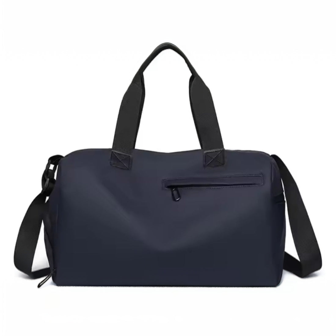 Timeless Trek Duffel bag blue waterproof oxford fabric with black handles and adjustable shoulder strap stylish durable gym and travel bag